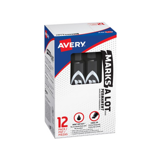 Marcador Permanente Punta Cincel Color Negro - 1 Caja Con 12 Piezas