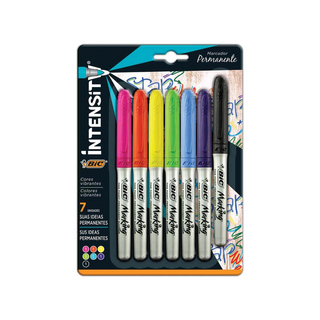 Marcador Permanente Variedad de Colores Marca Bic - 1 Caja Con 7 Piezas