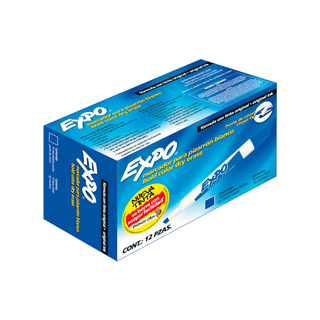Marcadores para Pizarrón Blanco Color Azul Marca Expo - 1 Caja con 12 Piezas