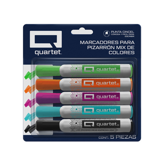 Marcadores para Pizarrón Blanco Mix de Colores Marca Quartet - 1 Paquete de 5 Piezas