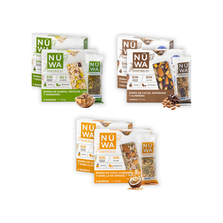 Mezcla de Barritas Saludables Variedad de Sabores 30g Marca NÜWA - 1 Caja con 24 Piezas