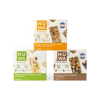 Mezcla de Barritas Saludables Variedad de Sabores 30g Marca NÜWA - 1 Caja con 24 Piezas