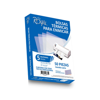 Mica Térmica Rígida 5 mil Tamaño Carta Marca Royal - 1 Paquete con 50 Piezas
