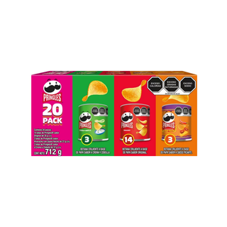 Papas de Sabores Surtidos Marca Pringles - 1 Caja con 20 Latas