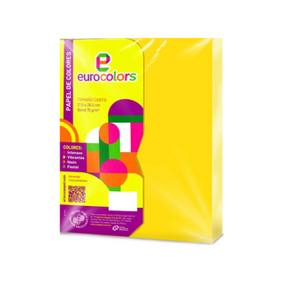 Papel Bond Color Amarillo Tamaño Carta 75 gr Marca Eurocolors - 100 hojas