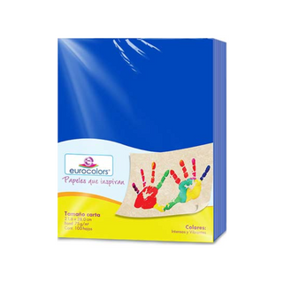 Papel Bond Color Azul Tamaño Carta 75 gr Marca Eurocolors - 100 hojas