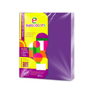 Papel Bond Color Morado Tamaño Carta 75 gr Marca Eurocolors - 100 hojas