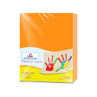 Papel Bond Color Naranja Neon Tamaño Carta 75 gr Marca Eurocolors - 100 hojas