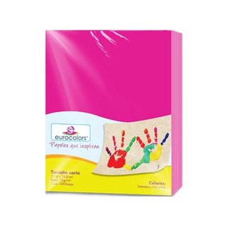 Papel Bond Color Rosa Neon Tamaño Carta 75 gr Marca Eurocolors - 100 hojas