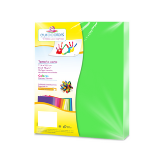 Papel Bond Color Verde Neon Tamaño Carta 75 gr Marca Eurocolors - 100 hojas