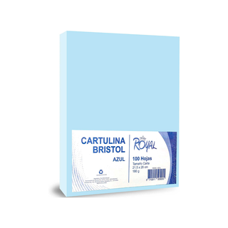 Papel Cartulina Bristol Color Azul Tamaño Carta 180g - 1 Paquete con 100 Hojas