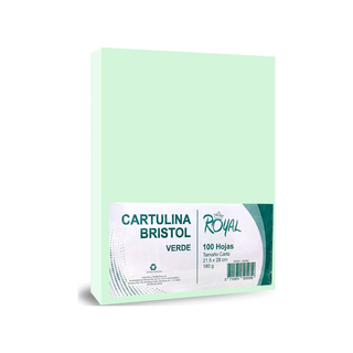 Papel Cartulina Bristol Color Verde Tamaño Carta 180g - 1 Paquete con 100 Hojas