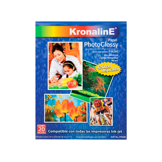 Papel Fotográfico Brillante Tamaño Carta Marca KronalinE - 1 Paquete con 20 Hojas