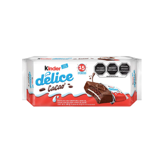 Pastelito de Chocolate 39 g Marca Kinder Délice - 1 Caja con 15 Piezas