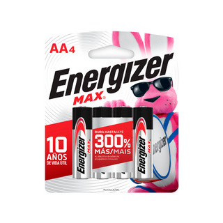 Pilas Alcalinas AA Marca Energizer - 1 Paquete con 4 Piezas