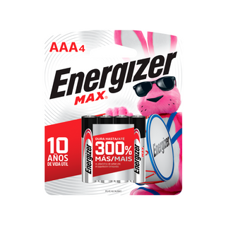 Pilas Alcalinas AAA Marca Energizer - 1 Paquete con 4 Piezas