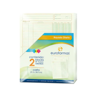 Rayado Diario Tamaño Carta Marca Euroformas - Paquete con 2 Blocks de 50 Hojas c/u