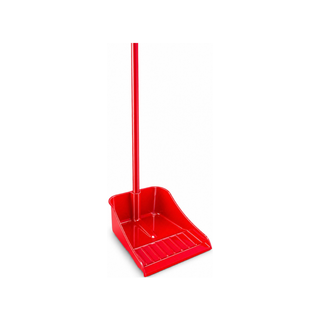 Recogedor de Plástico con Bastón de Madera Color Rojo - 1 Pieza