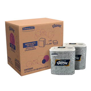 Servilleta de Lujo Kleenex - Caja con 12 Paquetes de 100 Servilletas c/u