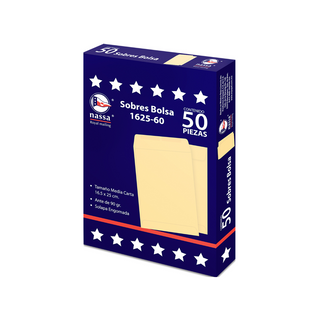 Sobre Tamaño Media Carta Color Ante Con Solapa Engomada Marca Nassa - 1 Caja Con 50 Piezas
