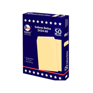 Sobre Tamaño Oficio Color Ante Con Solapa Autoadherible Marca Nassa - 1 Caja Con 50 Piezas