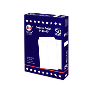 Sobre Tamaño Oficio Color Blanco Con Solapa Engomada Marca Nassa - 1 Caja Con 50 Piezas