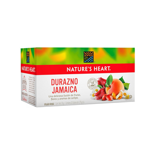 Té Durazno Jamaica Marca Nature's Heart - 1 Caja Con 20 Sobres de 1.75 g c/u