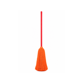 Trapeador de Microfibra Española Mediano con Bastón de Madera Color Naranja - 1 Pieza