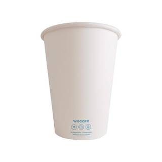 Vaso Térmico Encerado Biodegradable de 10 oz Marca WeCare - 1 Paquete de 50 Piezas